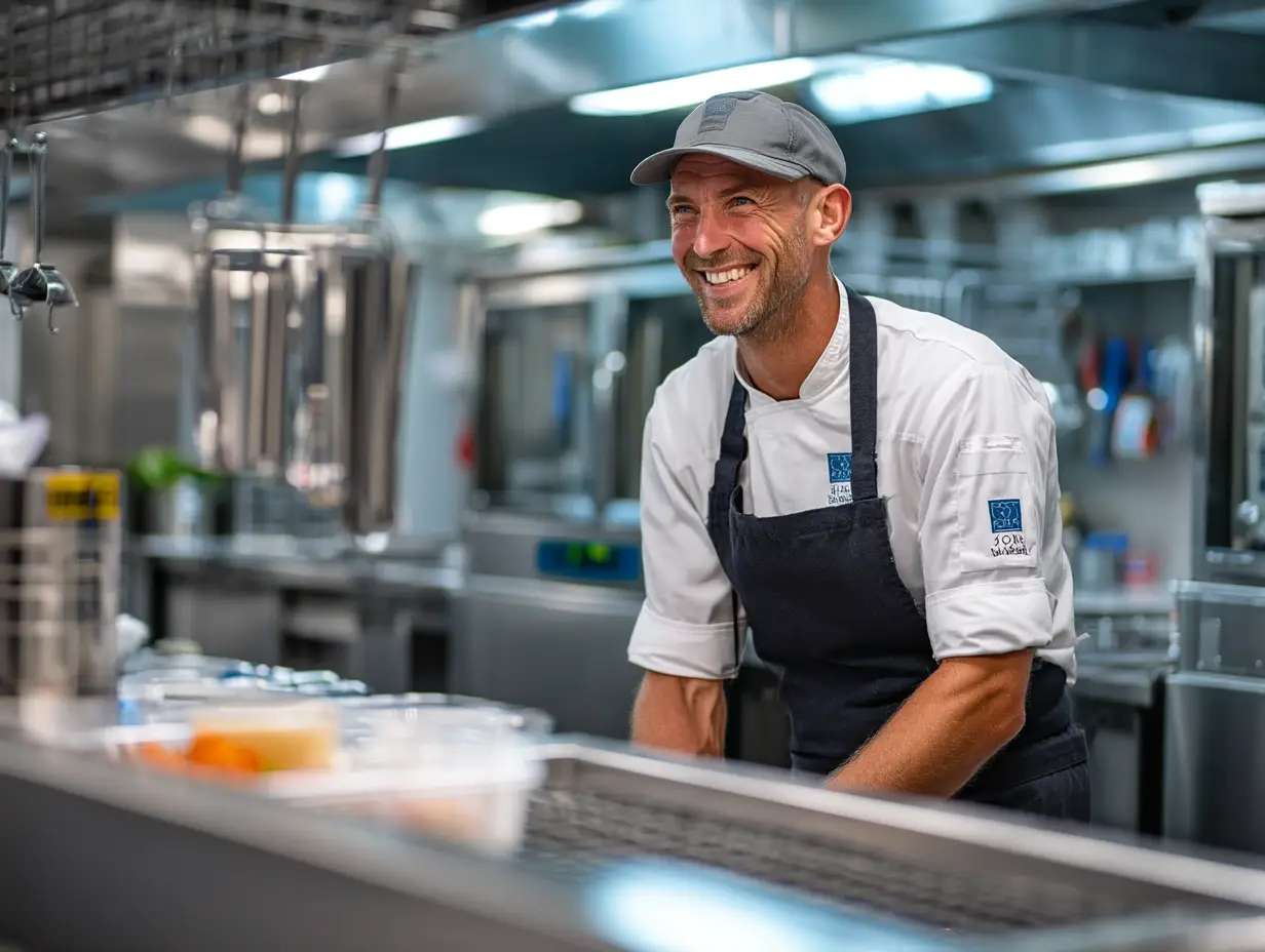 Chef dans sa cuisine en belgique